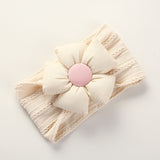 Diadema infantil de nailon jacquard con flores para bebé, suave, antiarañazos, de ala ancha