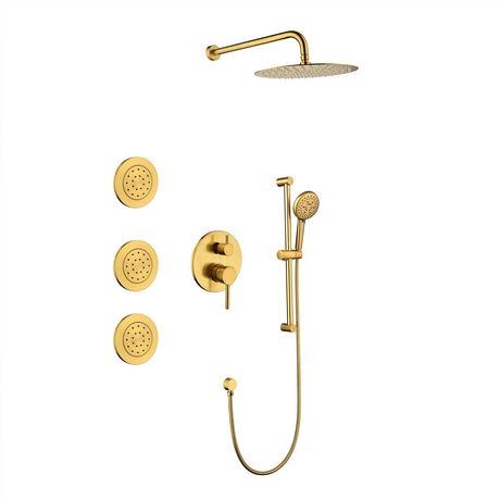 Shower System with Shower Head  Hand Shower Slide Bar Bodysprays, Shower Arm  Hose Valve Trim  and Lever Handles - V.I.P Digital Presence