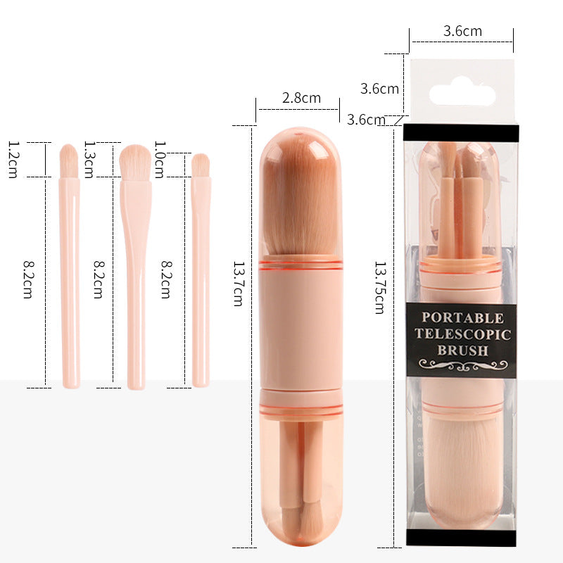 4 In 1 Telescopic Makeup Brush Portable Travel Makeup Brushes Set Eyeshadow Loose Powder Mini Makeup Brush Beauty Tools - V.I.P Digital Presence