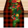 New Christmas table flag white linen bell printed tablecloth red and black checkered home decoration tablecloth pad - V.I.P Digital Presence