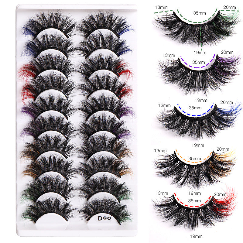10 Pairs Of Color Mink Hair Fried Multilayer Thick Cross False Eyelashes 8D FLUFFY - V.I.P Digital Presence
