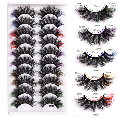 10 Pairs Of Color Mink Hair Fried Multilayer Thick Cross False Eyelashes 8D FLUFFY - V.I.P Digital Presence