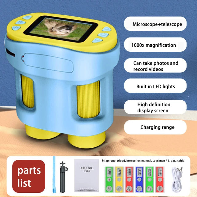 Handheld portable with screen can take photos microscope children's toys can see bacteria 1000 times - V.I.P Digital Presence