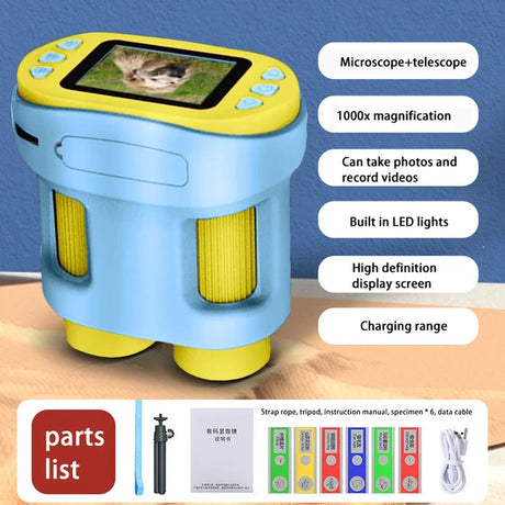 Handheld portable with screen can take photos microscope children's toys can see bacteria 1000 times - V.I.P Digital Presence