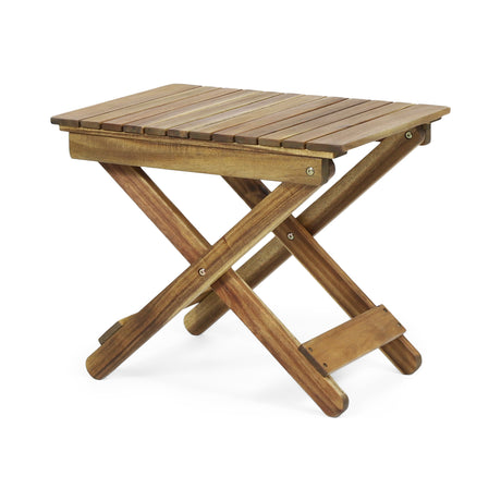 Outdoor Folding Wooden Side Table, Natural, 15"D x 22.75"W x 18.25"H - V.I.P Digital Presence