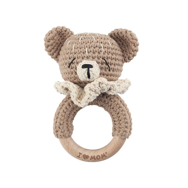 Campana relajante para bebé con nombre tallado, regalo para recién nacido, regalo para el baño, muñeca de dibujos animados tejida