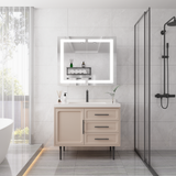 36 x 30 inch Medicine Cabinet with LED Vanity Mirror Anti-Fog  Recessed or Surface Mount Waterproof DimmableAluminum 3000K~6000K Lighted Double Door Bathroom Cabinet with Touch Switch - V.I.P Digital Presence