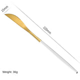 Stainless Steel Cutlery Set with Portuguese Gold Spray Painted Steak Knife, Fork, Spoon, and Tea Spoon 4-Piece Gift Pack - V.I.P Digital Presence