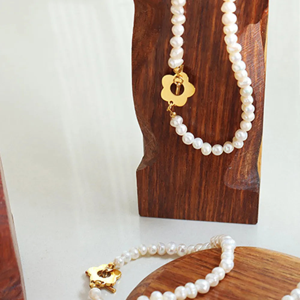 Titanium Steel Pearl Flower Bracelet - V.I.P Digital Presence