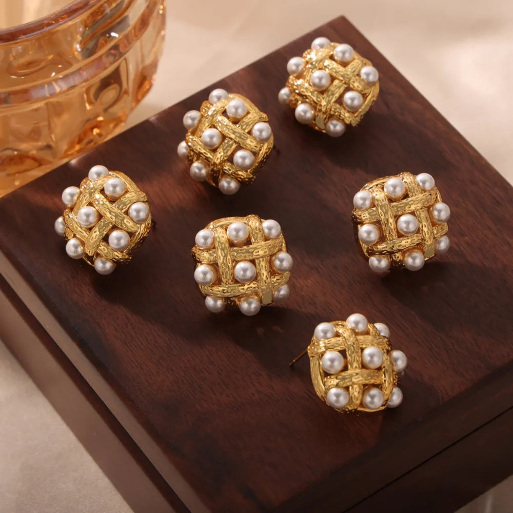 Copper Shell Pearl Stud Earrings - V.I.P Digital Presence