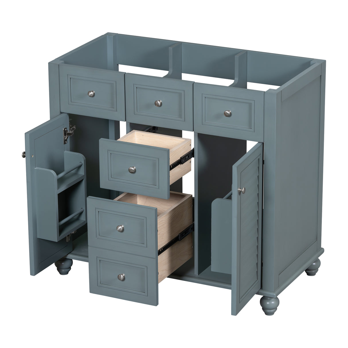 36 "No sink, with 2 drawers and soft closing door, independent makeup rack, bathroom cabinet, blue (excluding sink) - V.I.P Digital Presence