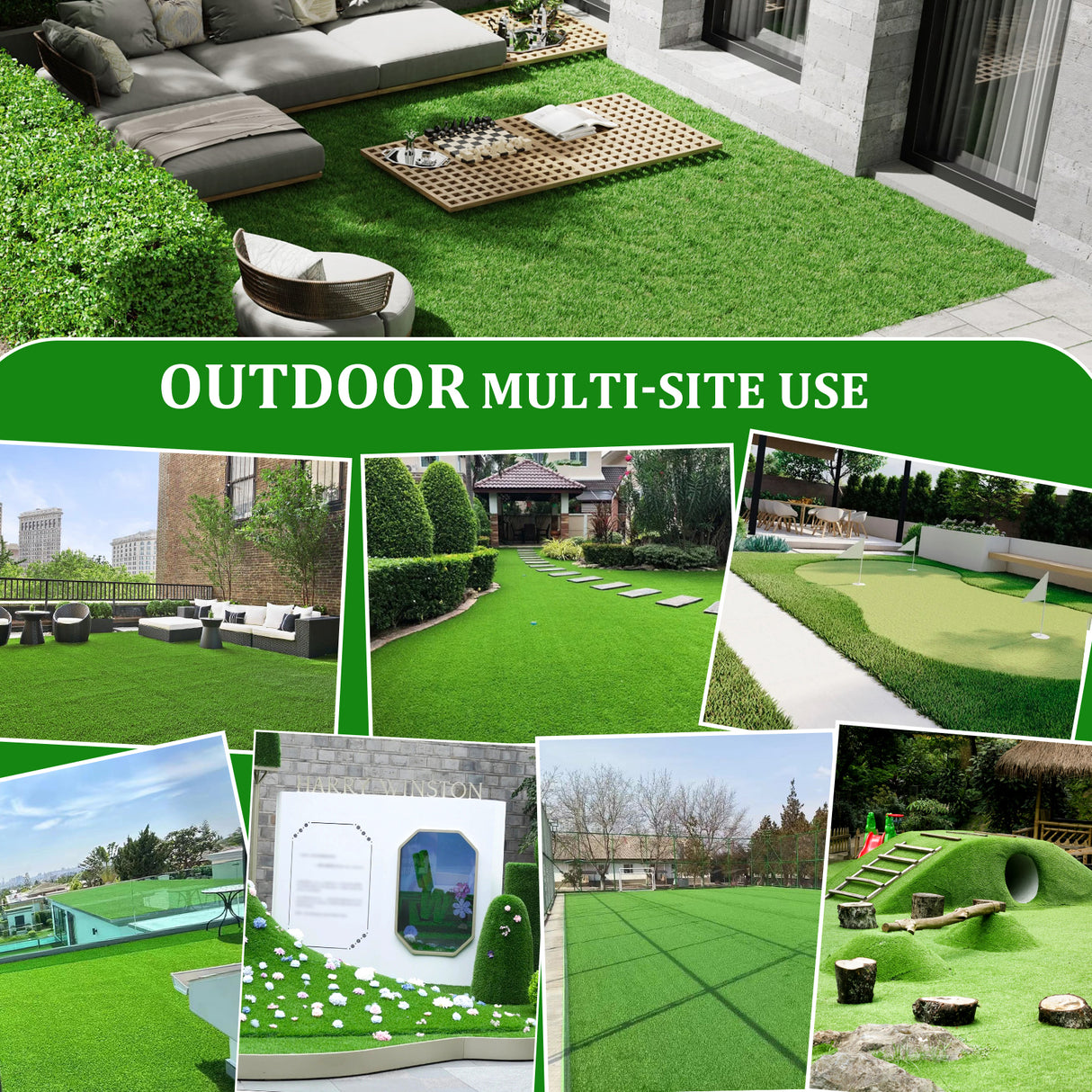 5FTX8FT outdoor artificial grass running blanket, thick and realistic fake grass roll with a pile height of 1.38 inches - V.I.P Digital Presence