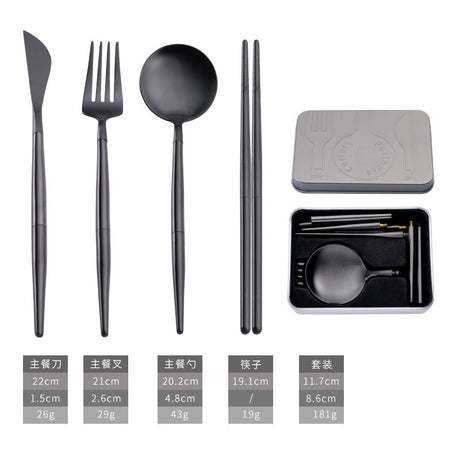 304 stainless steel portable tableware steak knife fork spoon chopsticks detachable folding tableware set - V.I.P Digital Presence