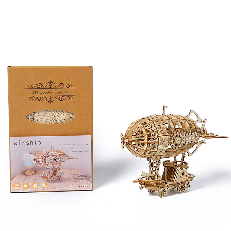 Rompecabezas tridimensional creativo 3D, manual de bricolaje, dirigible de madera, montaje de mesa, modelo de decoración, juguete pequeño para niños, regalos