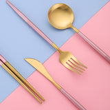 304 stainless steel portable tableware steak knife fork spoon chopsticks detachable folding tableware set - V.I.P Digital Presence