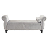 Velvet Multifunctional Storage Rectangular ottoman bench with 1 Pillow, grey - V.I.P Digital Presence
