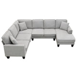 [VIDEO provided] [New] 108*85.5" Modern U Shape Sectional Sofa 7 Seat Fabric Sectional Sofa Set - V.I.P Digital Presence