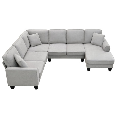 [VIDEO provided] [New] 108*85.5" Modern U Shape Sectional Sofa 7 Seat Fabric Sectional Sofa Set - V.I.P Digital Presence