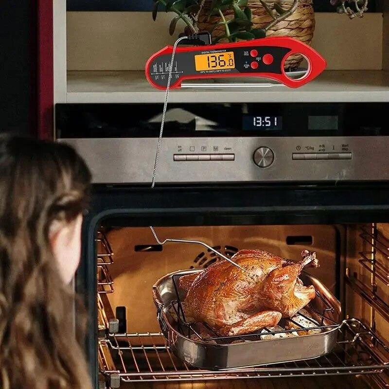 Foldable IP7 digital thermometer with dual probes: for cooking, BBQ, meat, grilling, food kitchen tools. - V.I.P Digital Presence