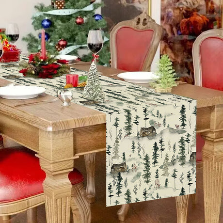 Christmas table flag holiday table decoration tablecloth pad printed reindeer tablecloth tea flag - V.I.P Digital Presence