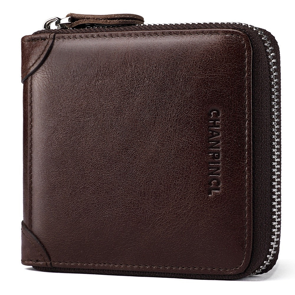 Men's Wallet Leather Zero Purse Zipper Wallet Horizontal Multi-Function Gift Box Wallet - V.I.P Digital Presence