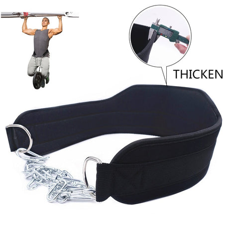 Thick Neoprene Weight Lifting Belt with Chain Dipping Belt for Pull Up Chin Up Kettlebell Barbell Fitness Bodybuilding Gym Belt - V.I.P Digital Presence
