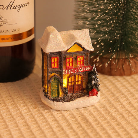 Christmas decorations holiday resin cabins colorful illuminated house tabletop ornaments - V.I.P Digital Presence