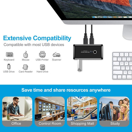 Printer sharer 4-port USB shared with 2 computers mouse and keyboard 2-inch and 4-out automatic switch - V.I.P Digital Presence