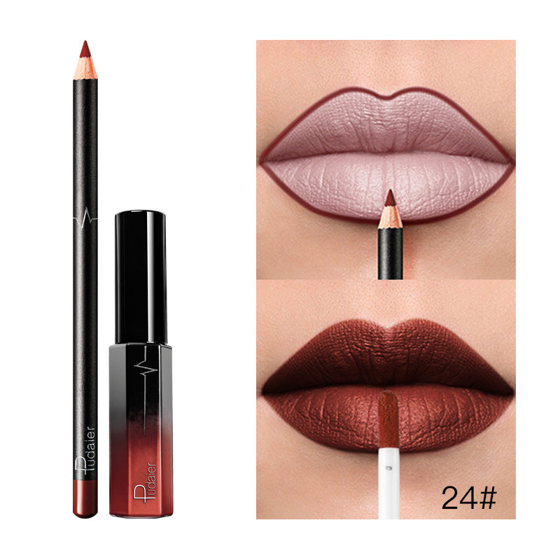 Pudaier 36 Color Matte Lip Gloss Lip Liner Matte Matte Lip Glaze Lipstick Pencil - V.I.P Digital Presence