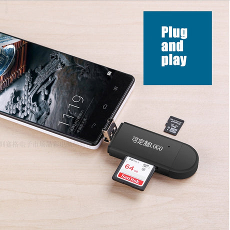 Type C & micro USB & USB 3 In 1 OTG Card Reader  High-speed USB2.0 Universal OTG TF/SD for Android Computer Extension Headers - V.I.P Digital Presence
