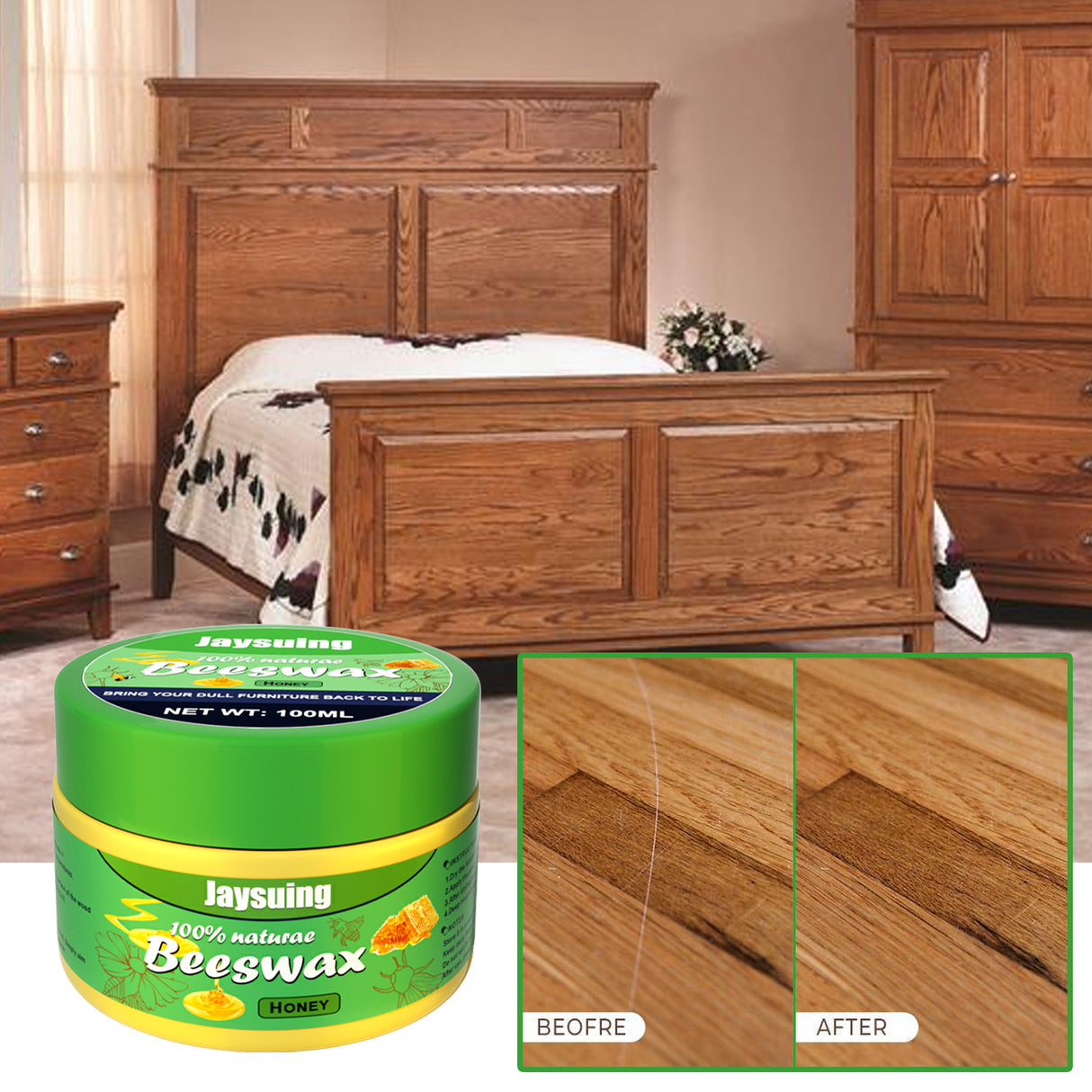 Wood Scratch Repair Beeswax, Solid Wood Floor Furniture Waxing Repair Scratch Repair Beeswax - V.I.P Digital Presence