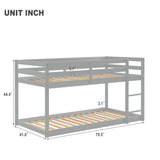 Twin over Twin Floor Bunk Bed,Grey - V.I.P Digital Presence