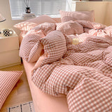 Cotton Dyed Washed Cotton Bedding Set Pure Cotton A Class Flat Sheet Quilt Cover Fitted Sheet Quilt Cover Three-Piece Set Striped