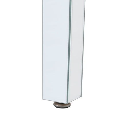 ON-TRANS glass mirror edge table, easy to assemble crystal design and adjustable height leg edge table, silver - V.I.P Digital Presence