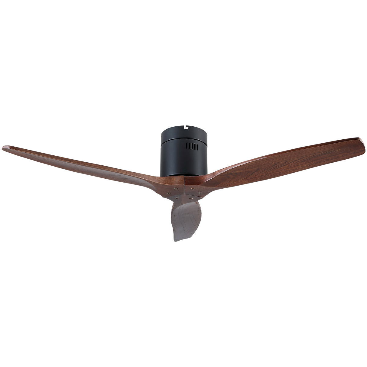 52" YUHAO Farmhouse Rustic Ceiling Fan without Light - Matte Black with Solid Wood Blade - V.I.P Digital Presence