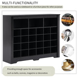 ONTREND Sleek Design 24 shoe cabinet, modern shoe cabinet with curved base, high-quality multifunctional side panel, black - V.I.P Digital Presence