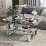 W 39.4" X D 19.7 " X H 17.7" Transparent tempered glass coffee table coffee table - V.I.P Digital Presence