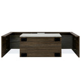 20 minutes quick assembly brown simple modern TV stand cabinet Brown + whiteTV bracket