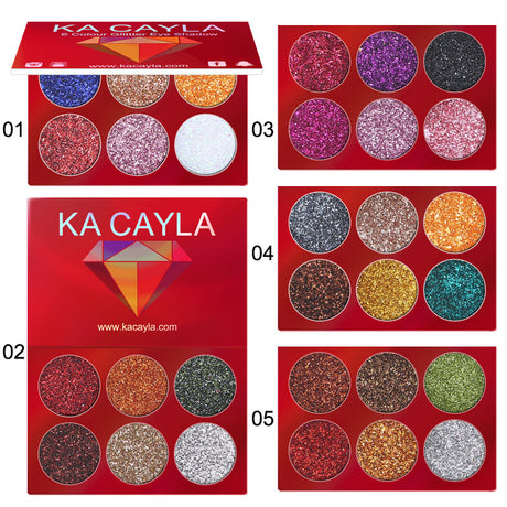 KA CAYLA 6 Colors Diamond Sequin Eyeshadow Palette Shiny Glitter Powder Highlight Eyeshadow Stage Makeup - V.I.P Digital Presence