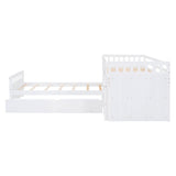 L-shaped Space-Saving Twin Loft and Twin Platform Bed with 7 Drawers and Full Guardrails(WHITE) - V.I.P Digital Presence