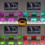 TV console with storage cabinet, dual flat LED TV stand with remote control, multi-mode light with power cord, black - V.I.P Digital Presence