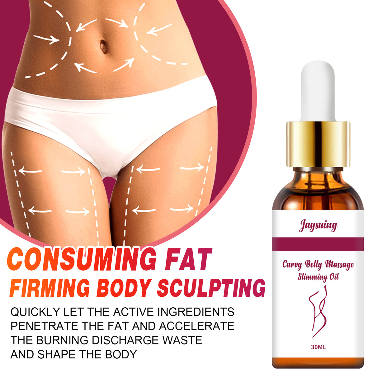 Body Shaping Essential Oil, Slimming Fat Belly Thighs Body Slimming Beauty Massage Essential Oil