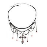 Dark Wind Cross Iron Chain Waist Chain Multi layer Versatile Tassel Crystal Body Chain Female - V.I.P Digital Presence
