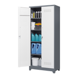 Metal storage cabinets, lockable cleaning tool cabinets, high broom tool organizers, and large storage cabinets in storage store - V.I.P Digital Presence