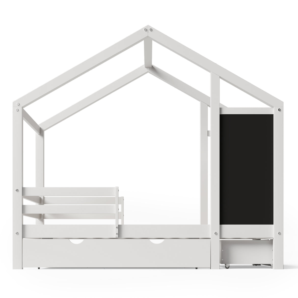 Full House Bed with Blackboard and Drawers Two assembly options White - V.I.P Digital Presence