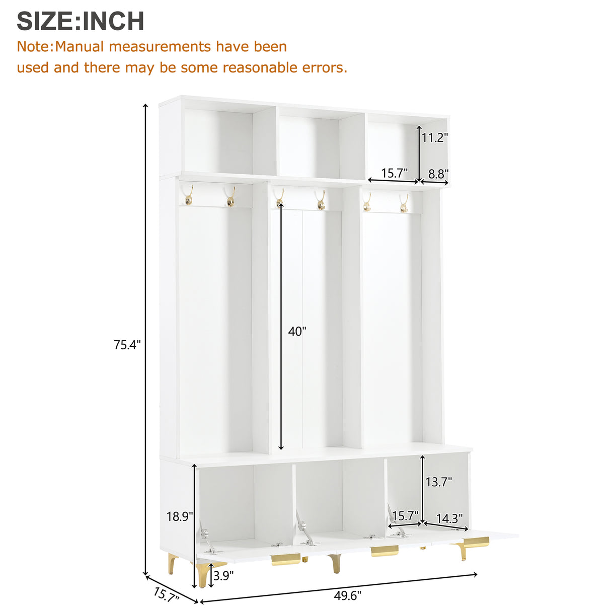 Large storage hall tree with bench, multifunctional storage platform, luxury clothes hanger equipped with 6 gold hooks - V.I.P Digital Presence