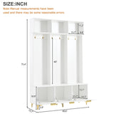 Large storage hall tree with bench, multifunctional storage platform, luxury clothes hanger equipped with 6 gold hooks - V.I.P Digital Presence