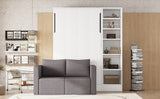 Twin Size Murphy Bed Wall Bed with Sofa,with Shelves,White - V.I.P Digital Presence
