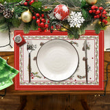 Christmas tree bell print placemat red striped plaid linen table mat Christmas party decoration insulation mat - V.I.P Digital Presence