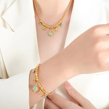 Gold-Plated Titanium Steel Charm Bracelet - V.I.P Digital Presence